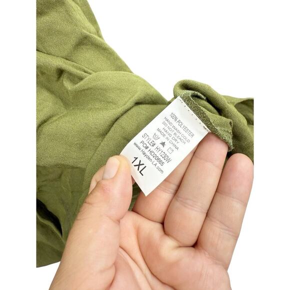 Hayden Los Angeles Army Green Button Up Dress Tunic Boutique Womens Size 1XL - Picture 3 of 6